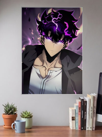Sung Jinwoo Purple Aura Anime Poster