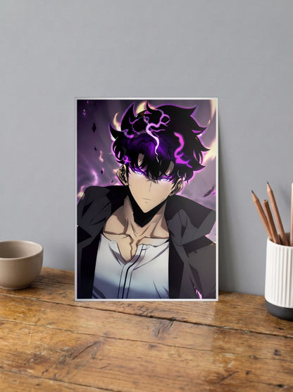 Sung Jinwoo Purple Aura Anime Poster