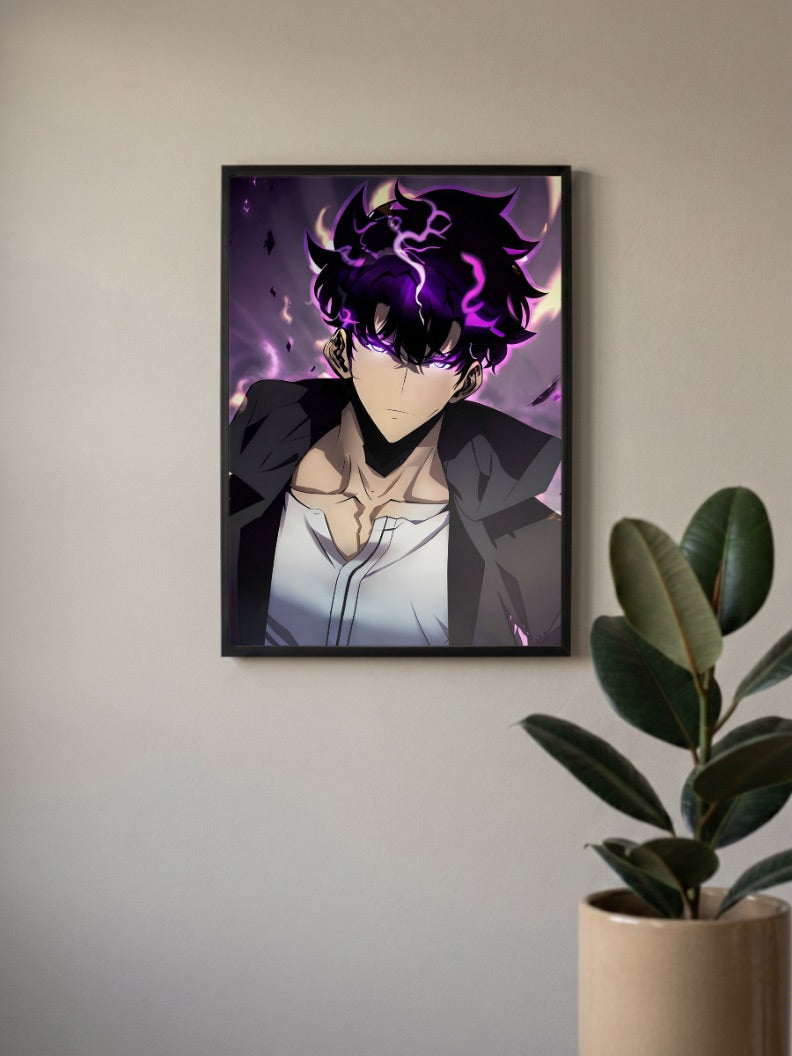 Sung Jinwoo Purple Aura Anime Poster