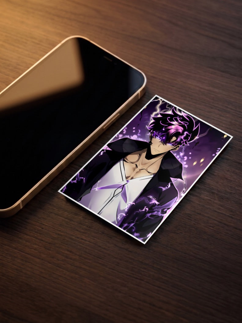 Sung Jinwoo Lightning Aura Anime Poster