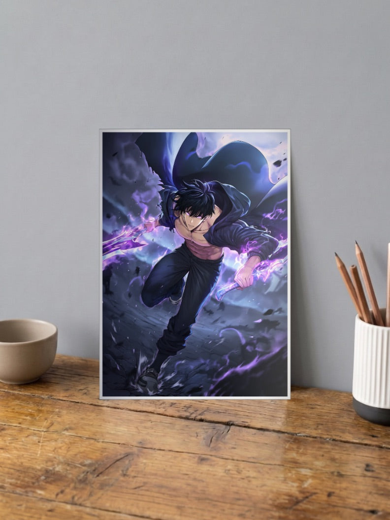 Sung Jinwoo Dual Dagger Run Anime Poster