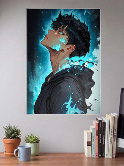 Sung Jinwoo Blue Profile Anime Poster