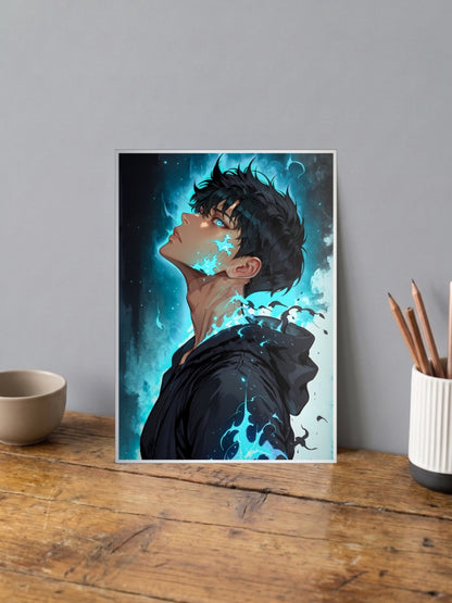 Sung Jinwoo Blue Profile Anime Poster