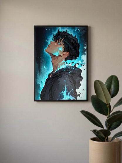 Sung Jinwoo Blue Profile Anime Poster
