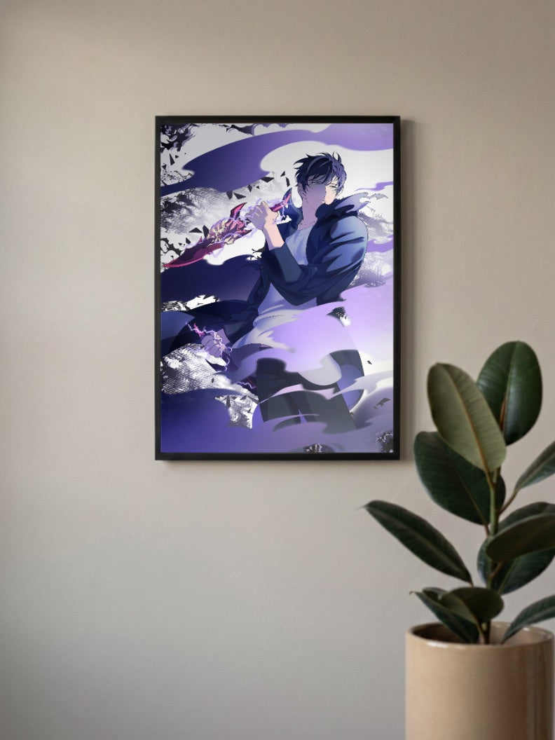 Sung Jinwoo Red Dagger Art Anime Poster