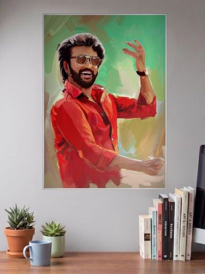 Rajinikanth Red Shirt Kollywood Movie Poster