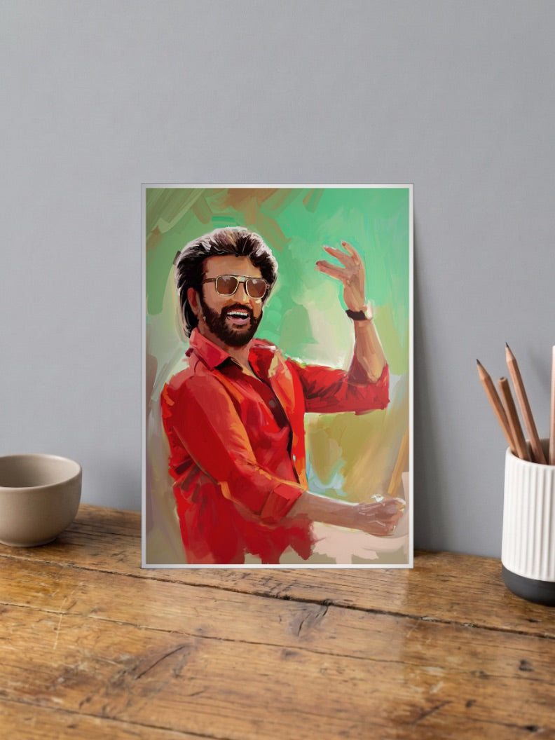 Rajinikanth Red Shirt Kollywood Movie Poster