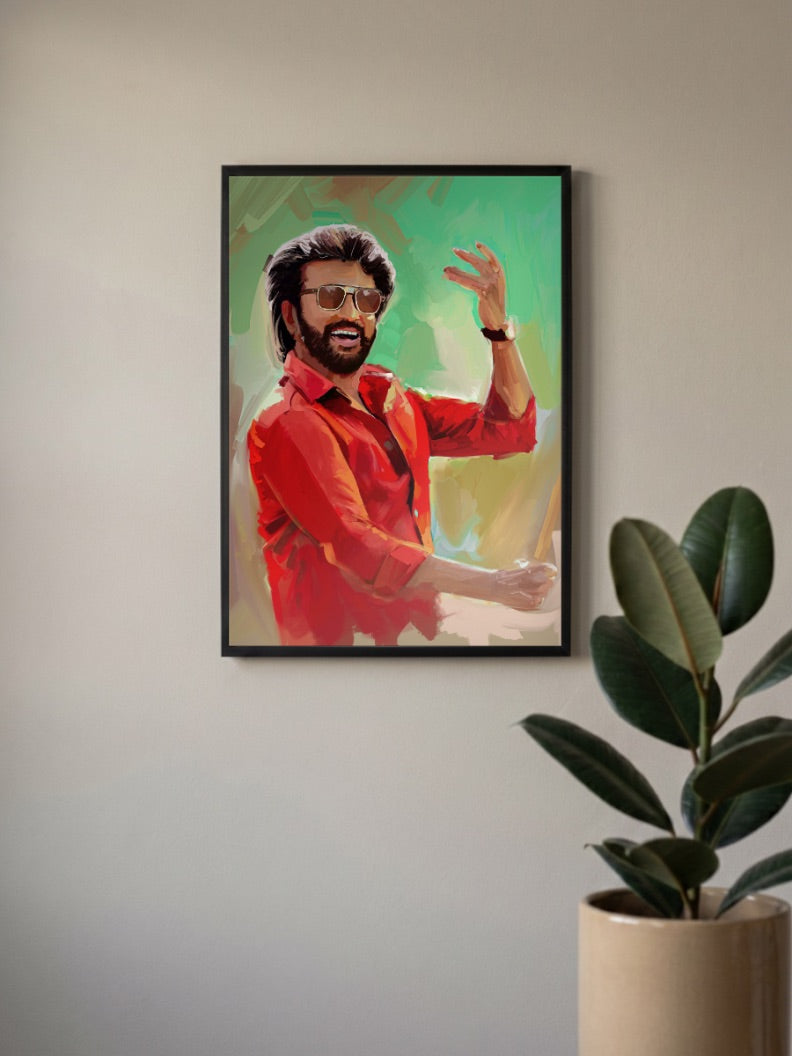 Rajinikanth Red Shirt Kollywood Movie Poster