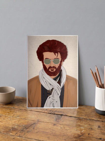 Rajinikanth Scarf Portrait Kollywood Movie Poster
