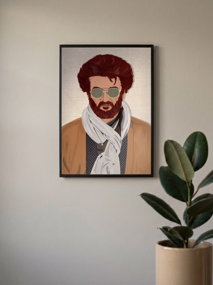 Rajinikanth Scarf Portrait Kollywood Movie Poster