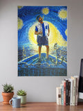 Starry Night Boat Tribute Art Abstract Poster