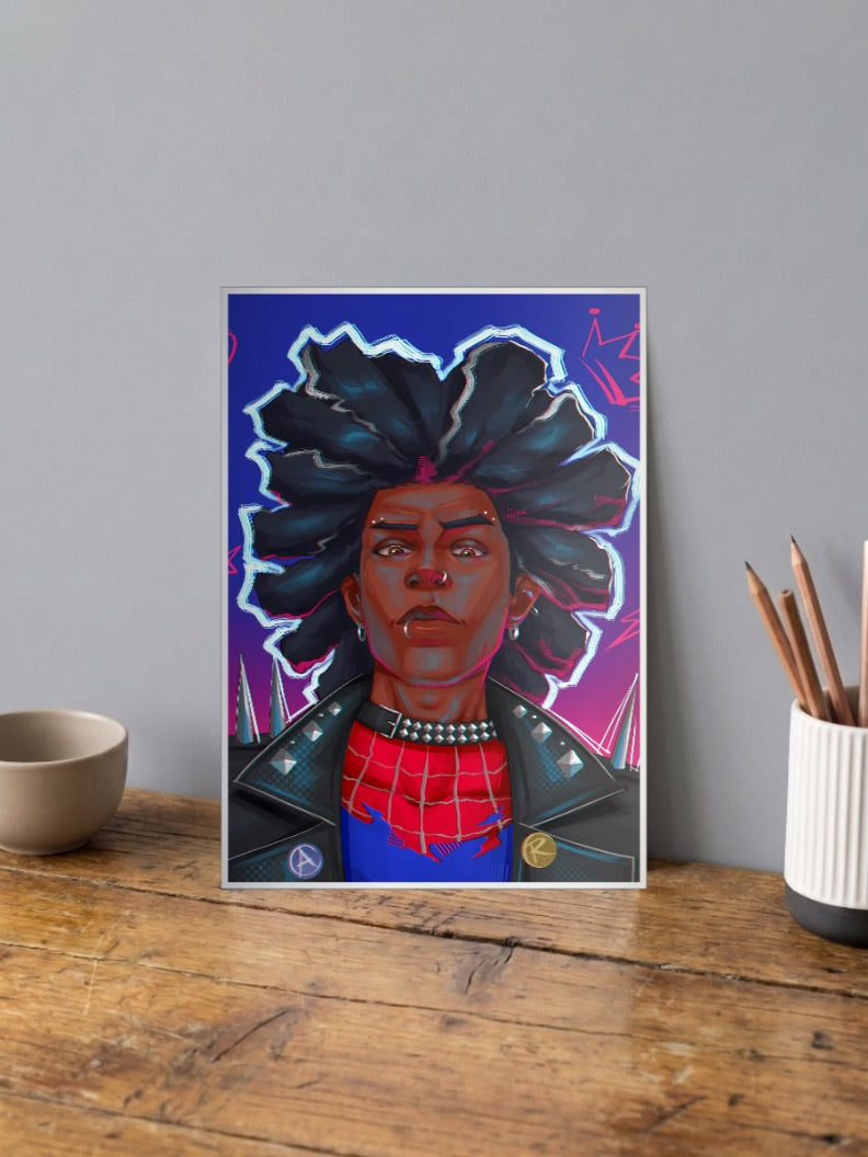 Miles Morales Punk Portrait Marvel Poster