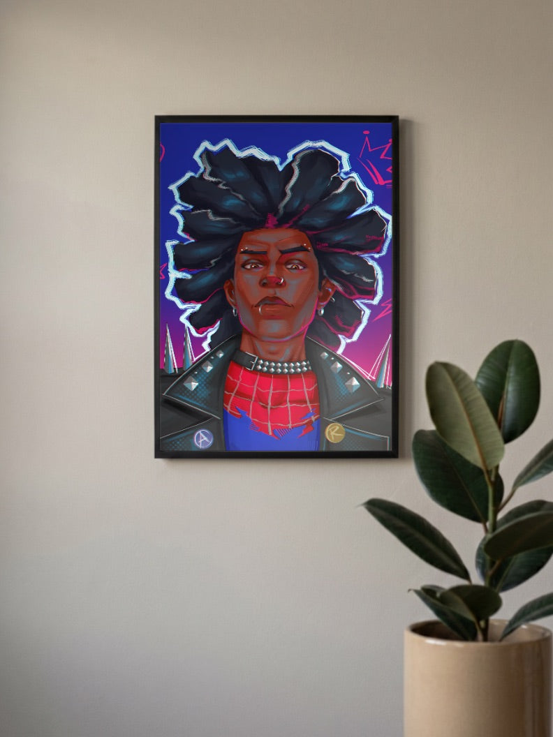 Miles Morales Punk Portrait Marvel Poster
