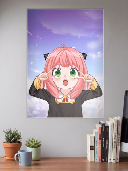 Anya Forger Peace Sign Art Anime Poster