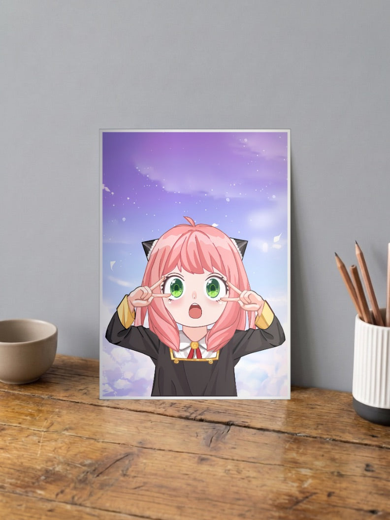 Anya Forger Peace Sign Art Anime Poster