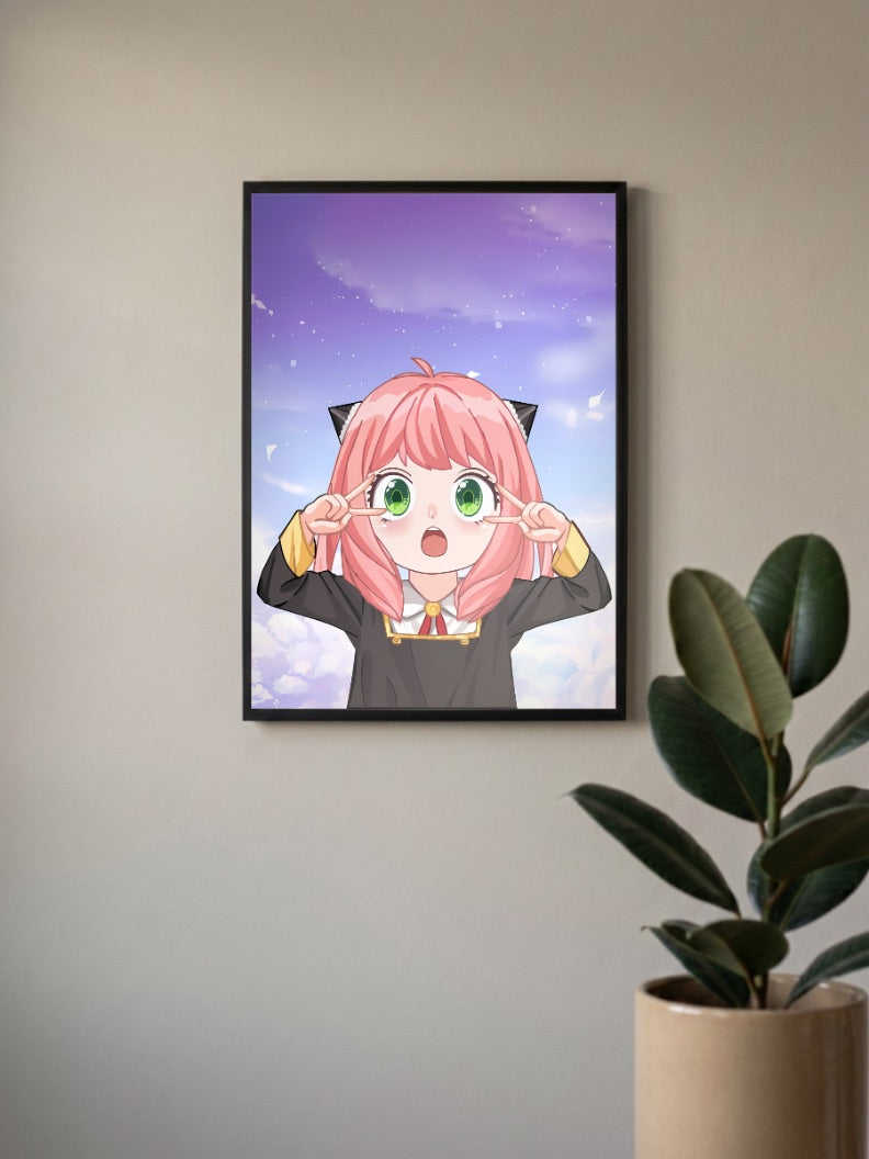 Anya Forger Peace Sign Art Anime Poster