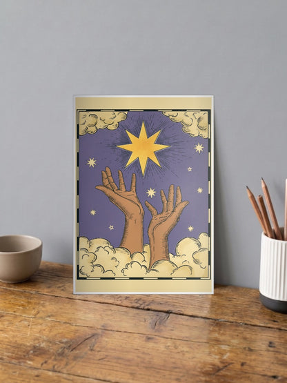 Celestial Reaching Hands Art Abstract Poster