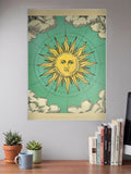 Vintage Sun Face Art Abstract Poster