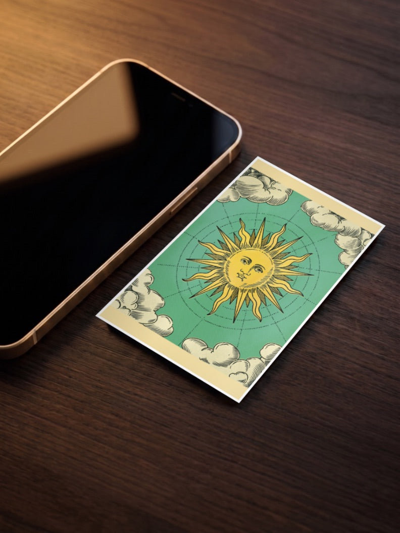 Vintage Sun Face Art Abstract Poster