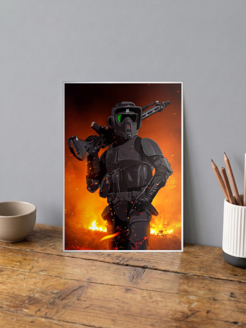 Shadow Trooper Fire Scene Star Wars Poster