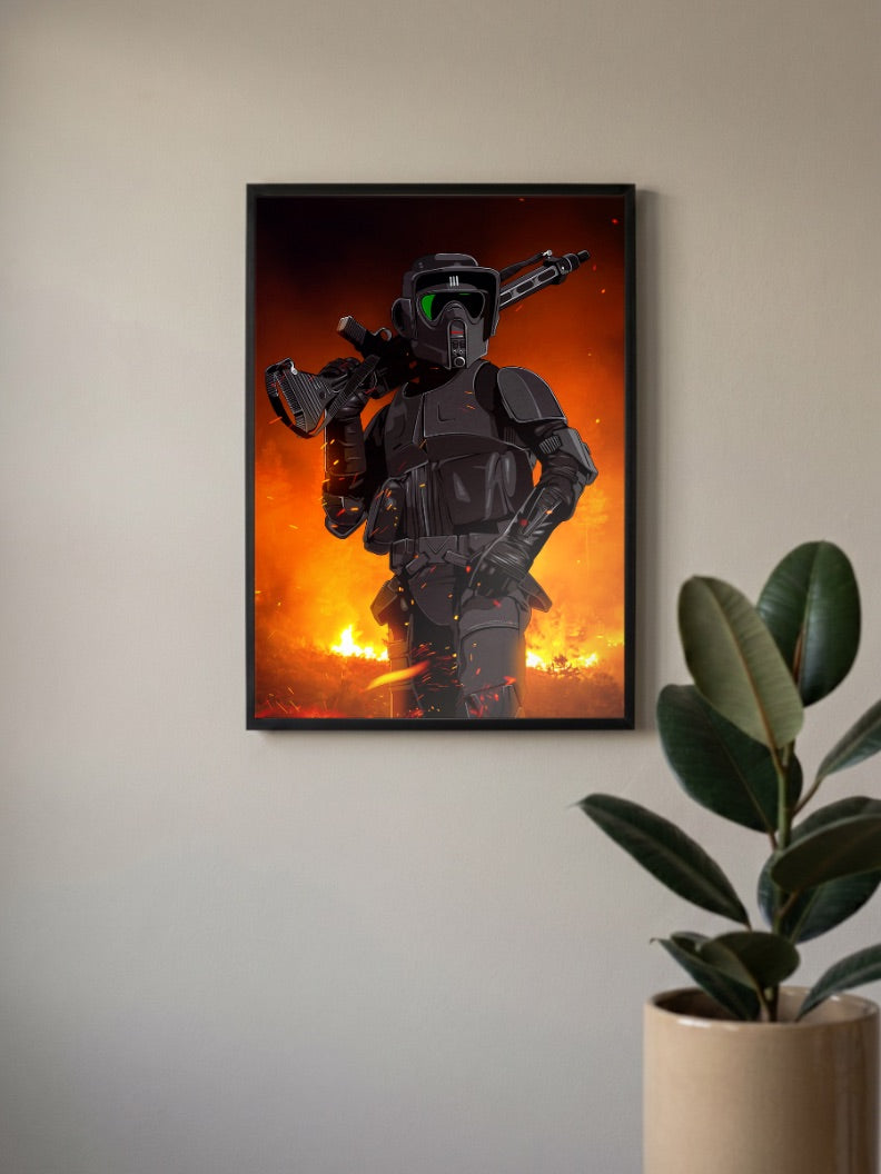 Shadow Trooper Fire Scene Star Wars Poster