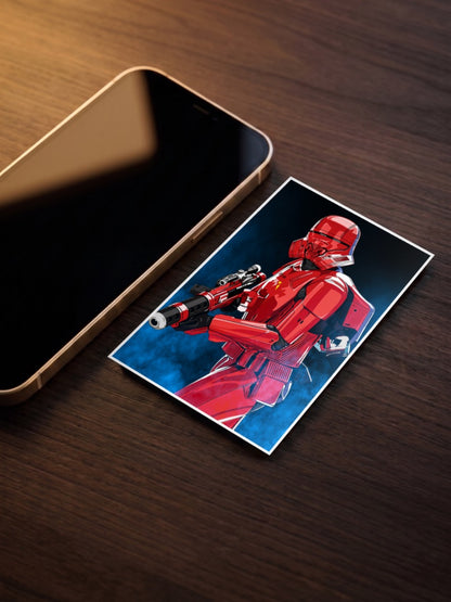Sith Trooper Red Armor Art Star Wars Poster as a pocket poster, sized to fit behind a phone case