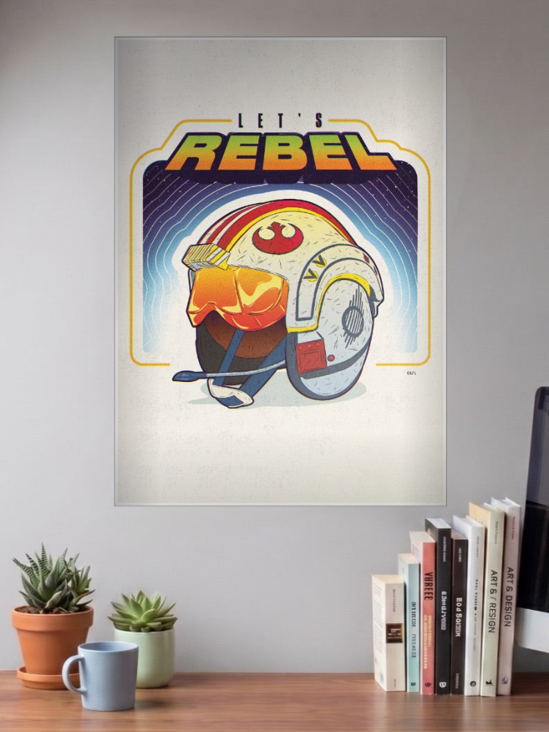 Lets Rebel Pilot Helmet Art Star Wars Poster