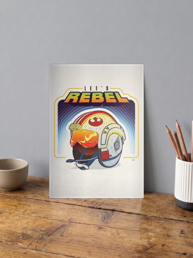 Lets Rebel Pilot Helmet Art Star Wars Poster