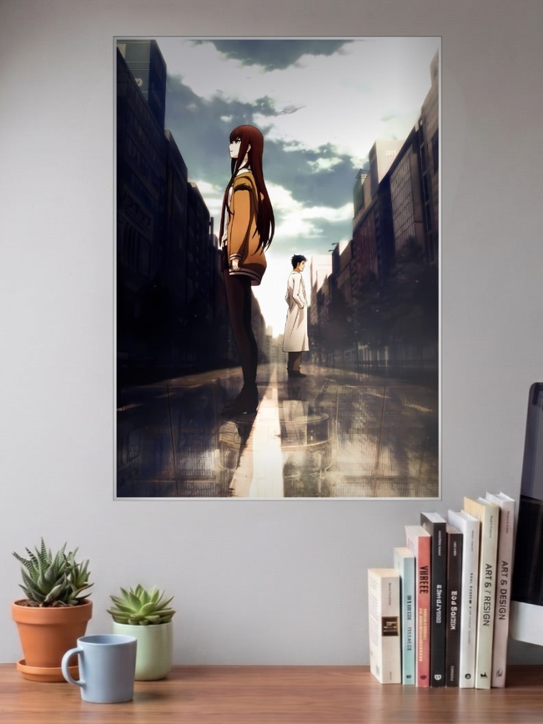 Kurisu And Okabe Street Scene Anime Poster