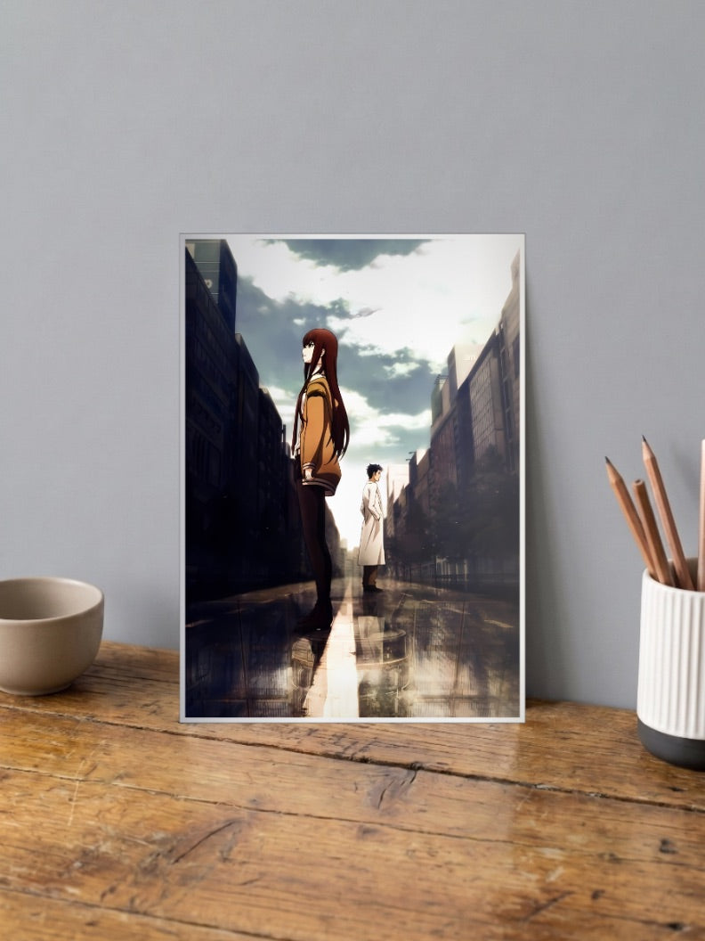 Kurisu And Okabe Street Scene Anime Poster