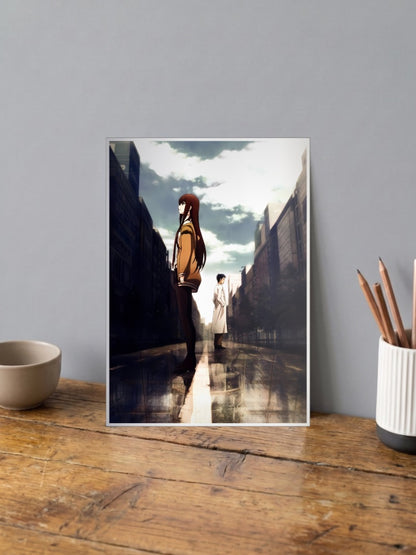 Kurisu And Okabe Street Scene Anime Poster