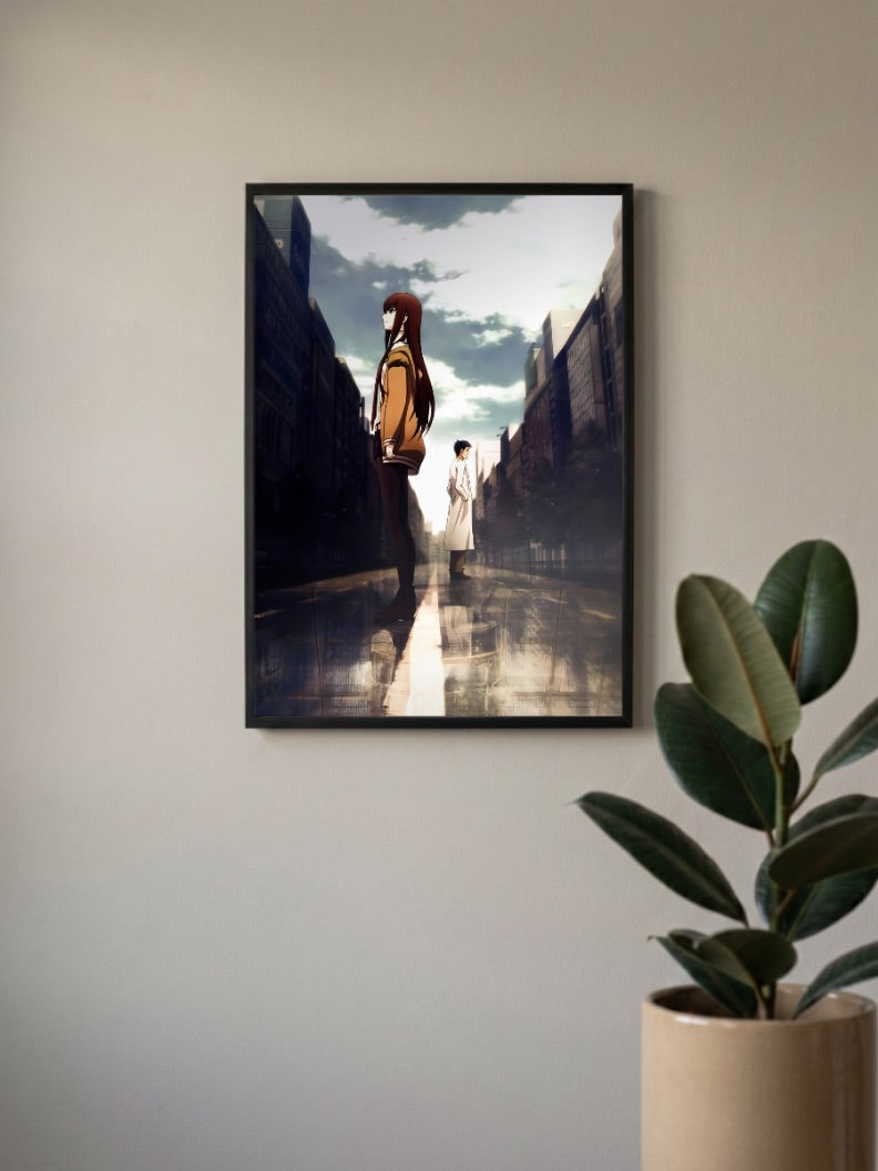 Kurisu And Okabe Street Scene Anime Poster