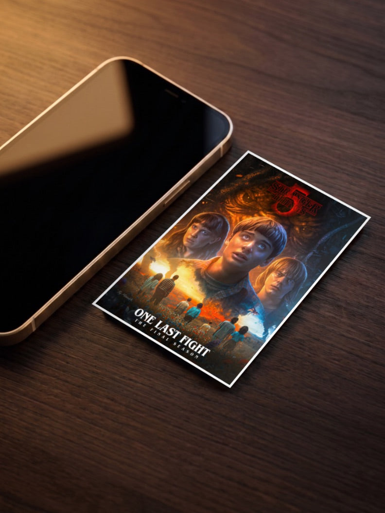 Stranger Things Final Season Netflix Poster as a pocket poster, sized to fit behind a phone case