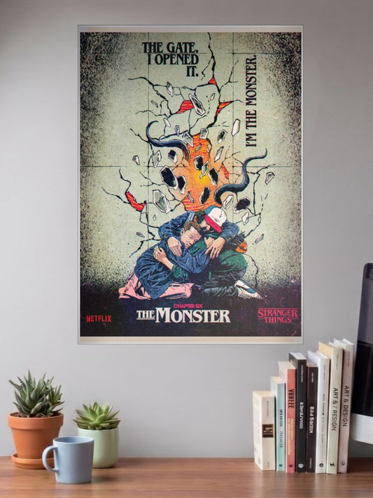 The Monster Chapter Poster Netflix Poster shown in A3 size on a wall above a study desk