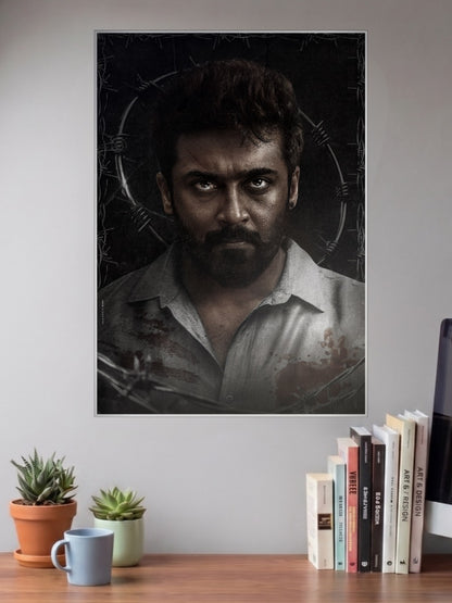 Suriya Barbed Wire Portrait Kollywood Movie Poster