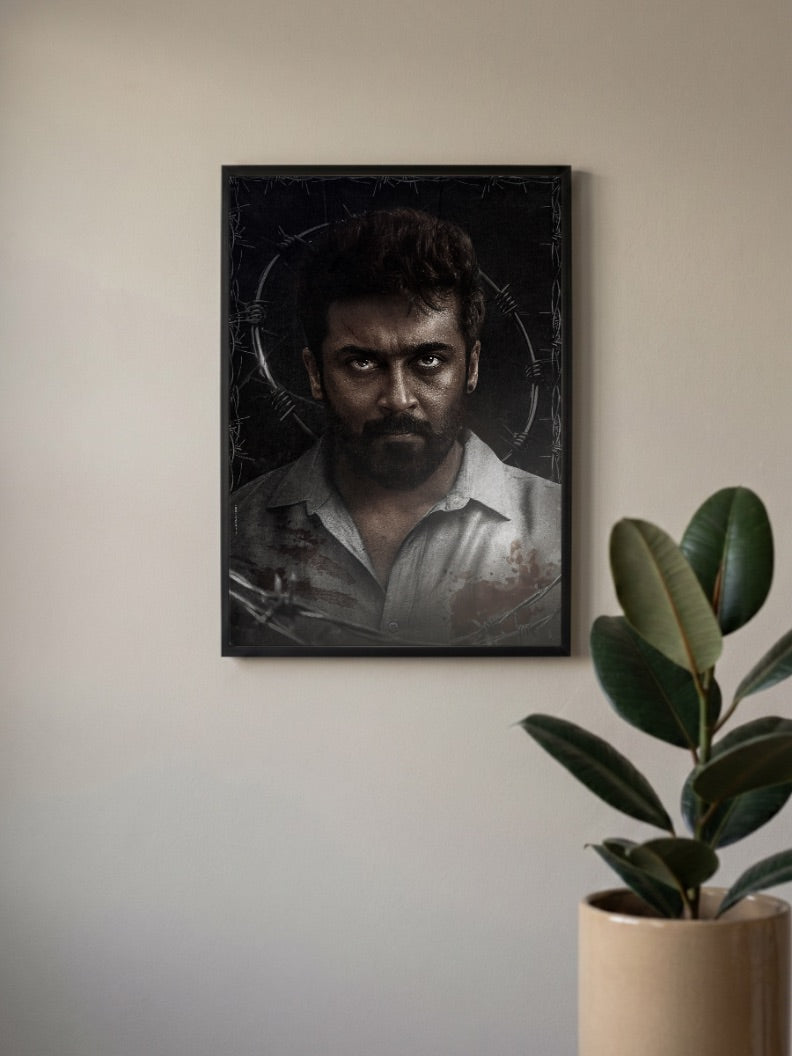 Suriya Barbed Wire Portrait Kollywood Movie Poster