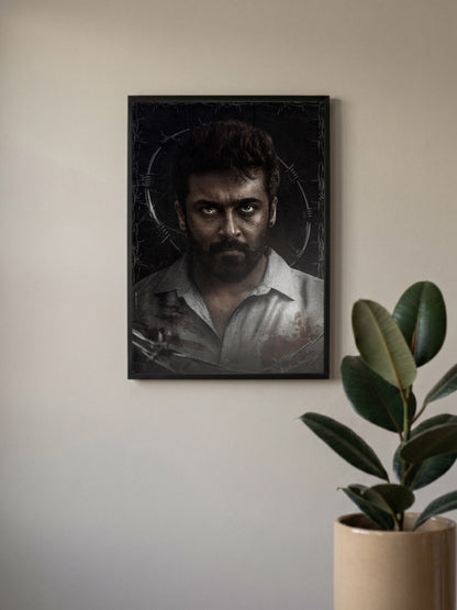 Suriya Barbed Wire Portrait Kollywood Movie Poster
