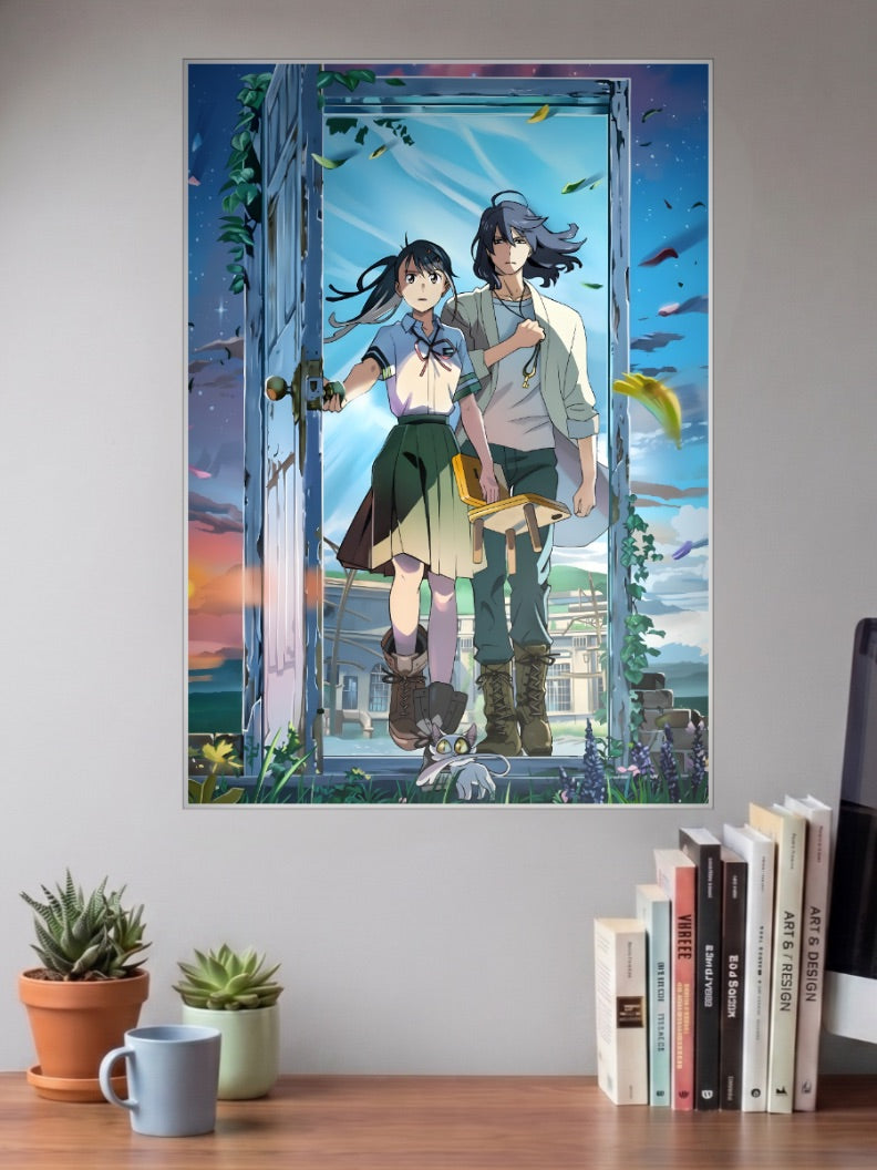 Suzume And Souta Door Poster Anime Poster