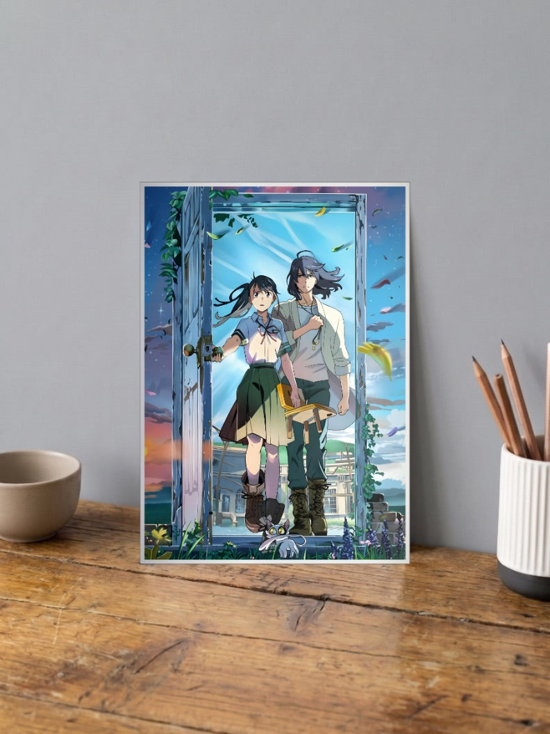 Suzume And Souta Door Poster Anime Poster