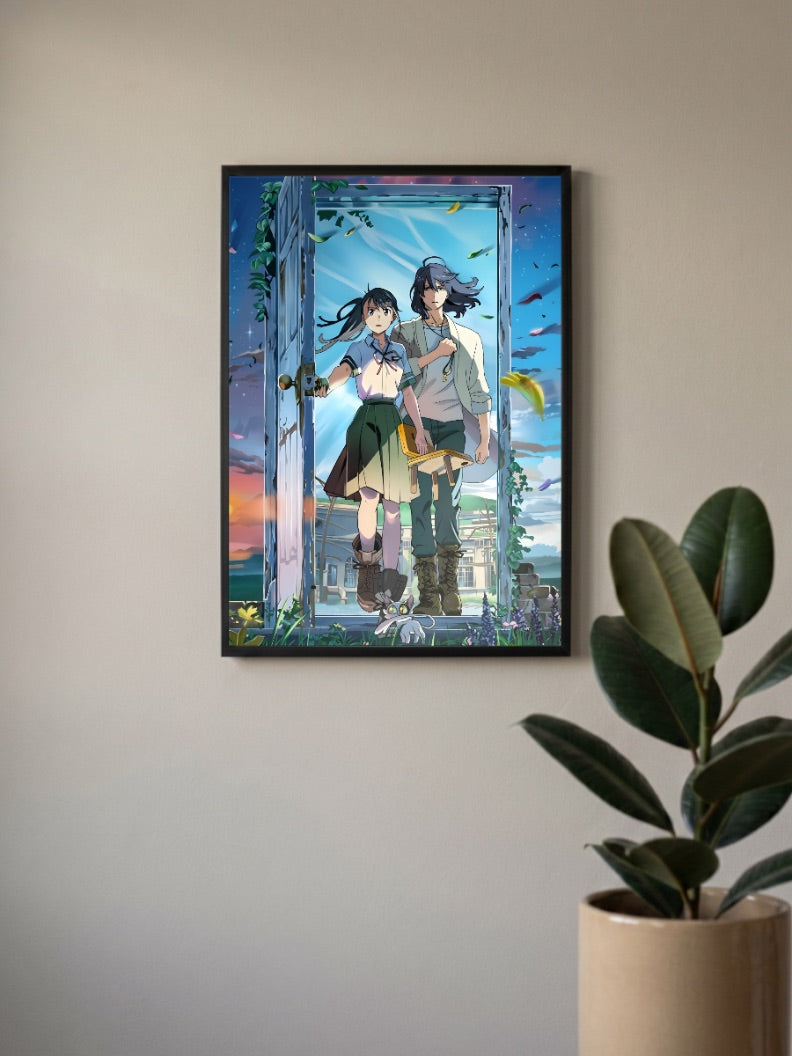 Suzume And Souta Door Poster Anime Poster