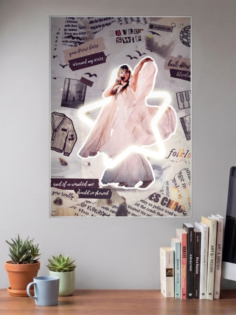 Taylor Swift Folklore Collage Singers Poster
