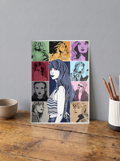 Taylor Swift Eras Grid Art Singers Poster