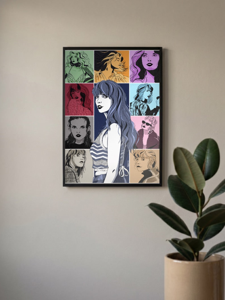 Taylor Swift Eras Grid Art Singers Poster