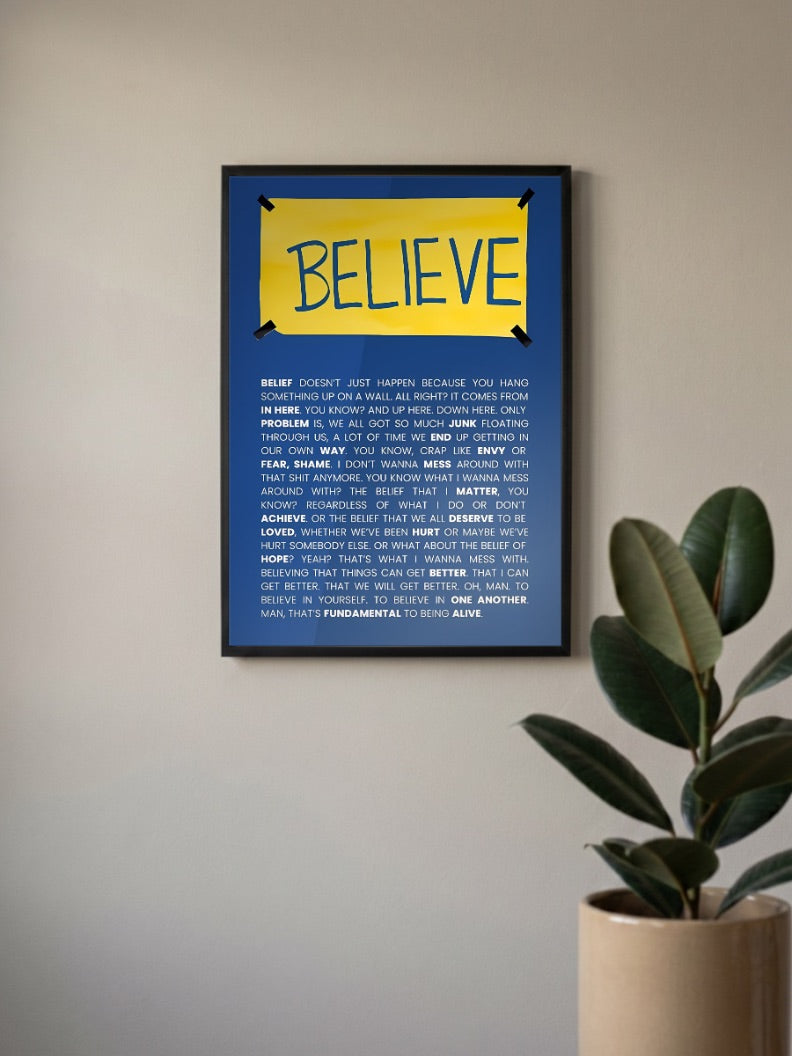Ted Lasso Yellow Believe Sitcom Poster