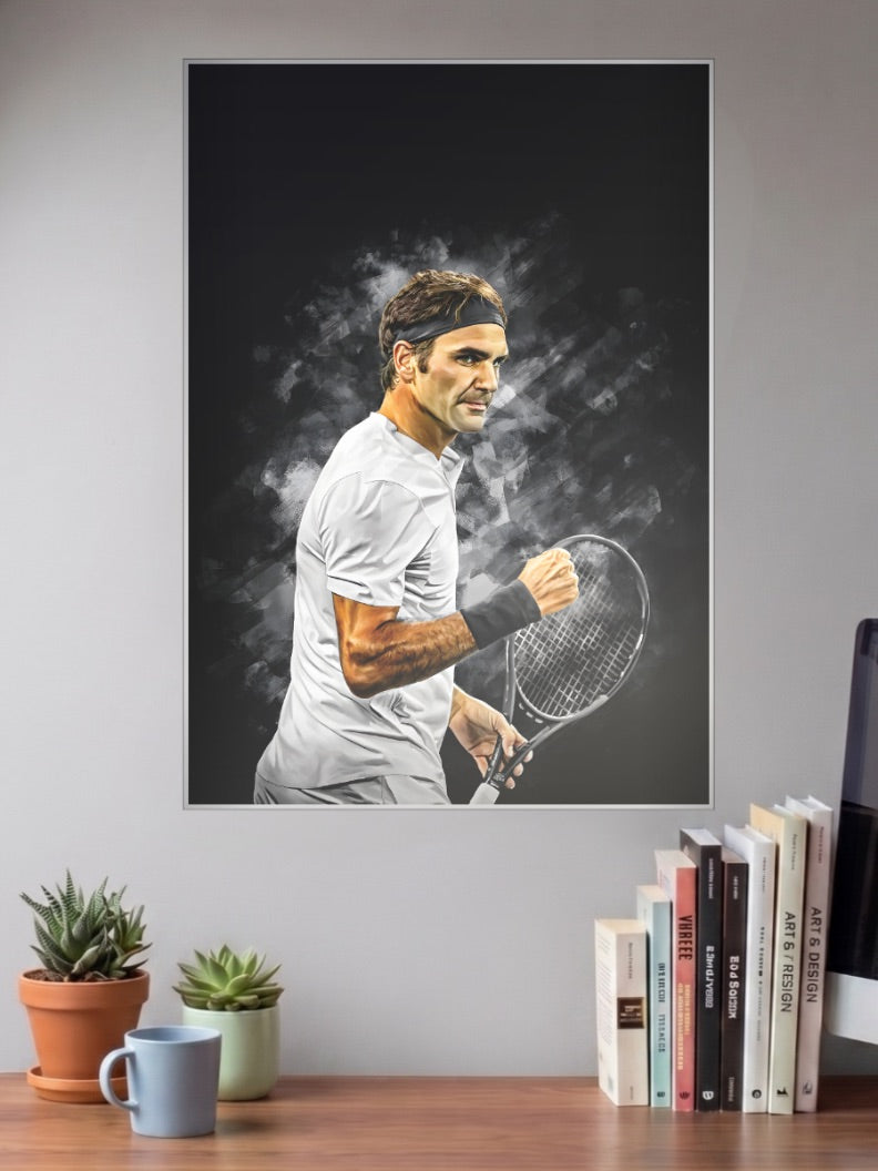 Roger Federer Fist Pump Tennis Poster