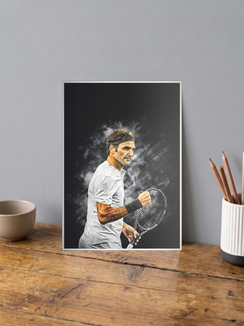 Roger Federer Fist Pump Tennis Poster