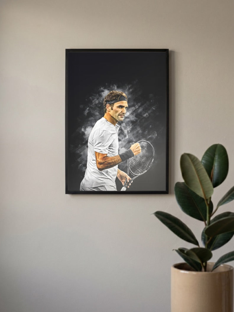 Roger Federer Fist Pump Tennis Poster