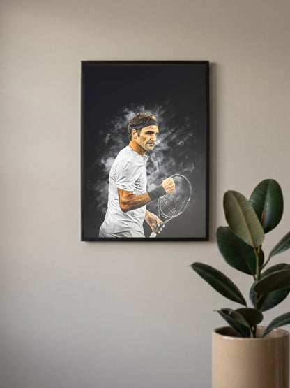 Roger Federer Fist Pump Tennis Poster