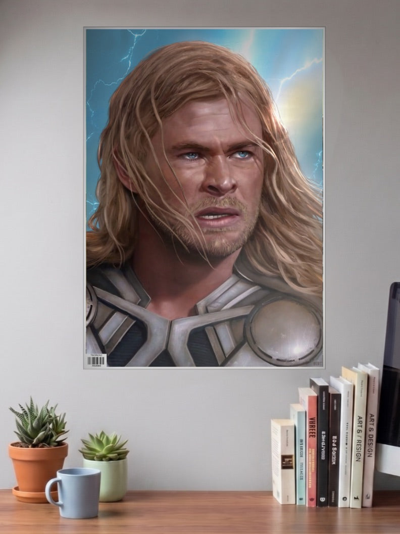 Thor Lightning Sky Portrait Marvel Poster