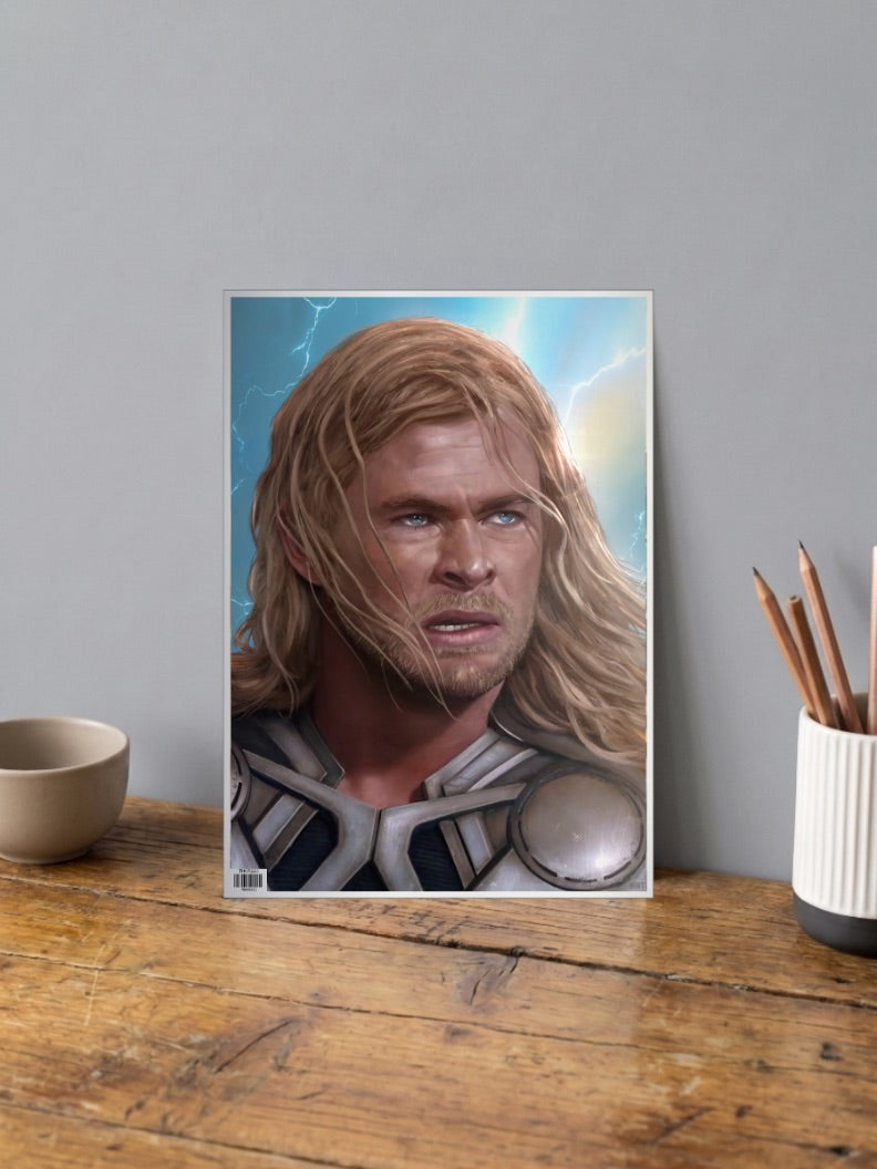Thor Lightning Sky Portrait Marvel Poster